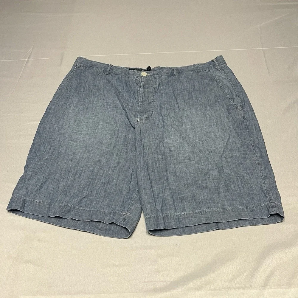 Polo Ralph Lauren Shorts Mens 38 Chambray Cotton Blue Button Front Preppy